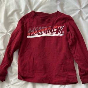 Hurley Red Tee with White Logo - Kids Long Sleeve Style